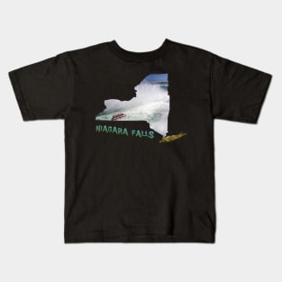 New York State Outline (Niagara Falls) Kids T-Shirt